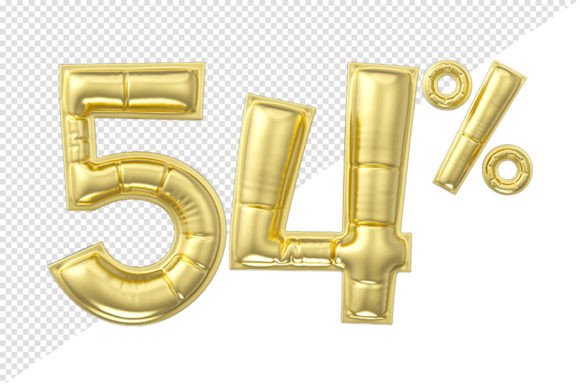 54 Percent Discount. Gold Glossy Balloon: Elevating Your Design Projects with Premium 3D Assets