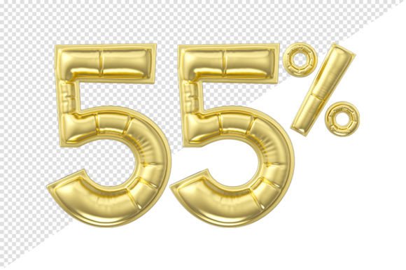 55 Percent Discount. Gold Glossy Balloon: Elevating Digital Design with Premium 3D Assets