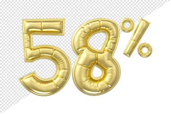 58 Percent Discount: Gold Glossy Balloon for High-Impact Visual Design