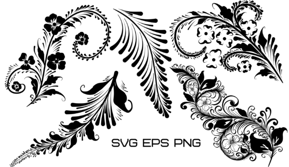 Black Calligraphic Decorative Elements