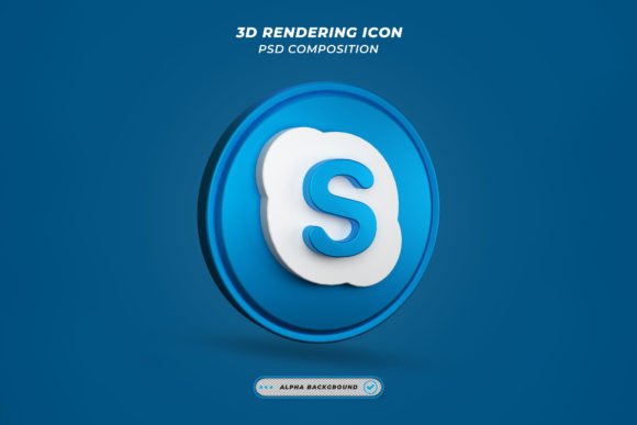 Elevating Digital Communication with 3D Rendering Glossy Skype Icons
