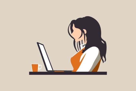 Integrating the Woman Working in Office Visual Asset into Professional Design Workflows