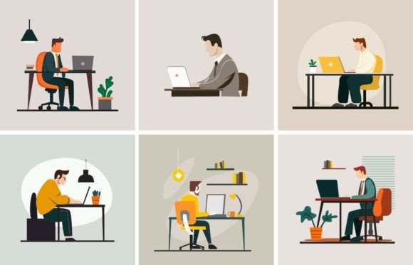 Man with Laptop Corporate Collection: Visual Assets