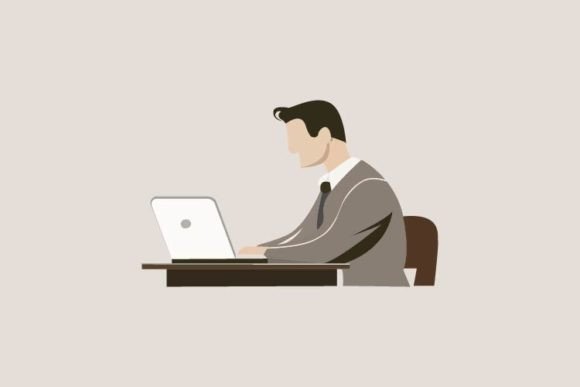 Man Working on Laptop: Visualizing Modern Professionalism in Design