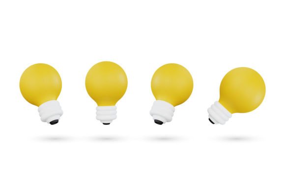 Realistic 3D Light Bulb Vector Icon