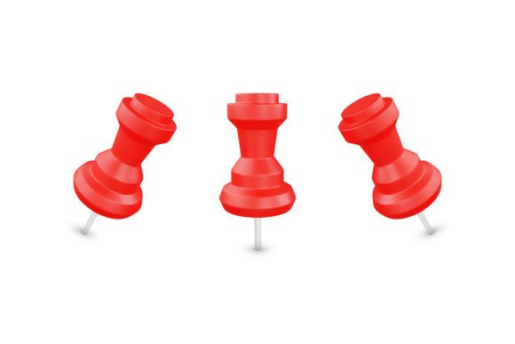 Strategic Visual Clarity: Leveraging the Realistic 3d Red Push Pin Vector Icon