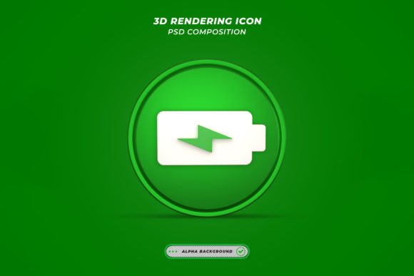 Strategic Visual Communication with 3D Rendering Glossy Battery Icons